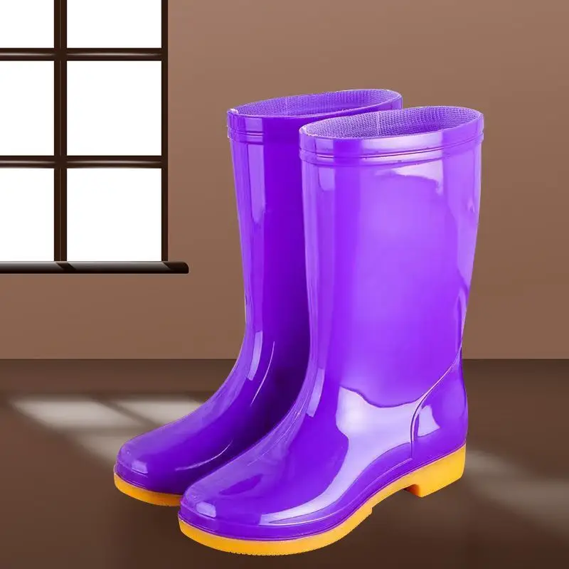 New jelly non-slip waterproof shoes high soft bottom comfortable rain boots adult work treading water rain boots women's summer beef bottom