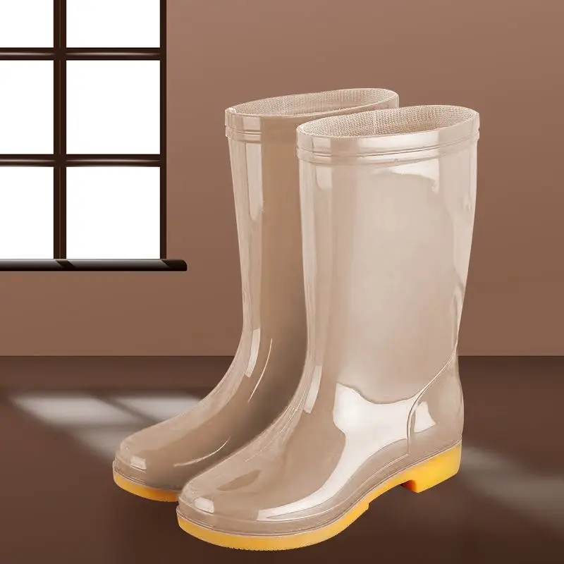 New jelly non-slip waterproof shoes high soft bottom comfortable rain boots adult work treading water rain boots women's summer beef bottom