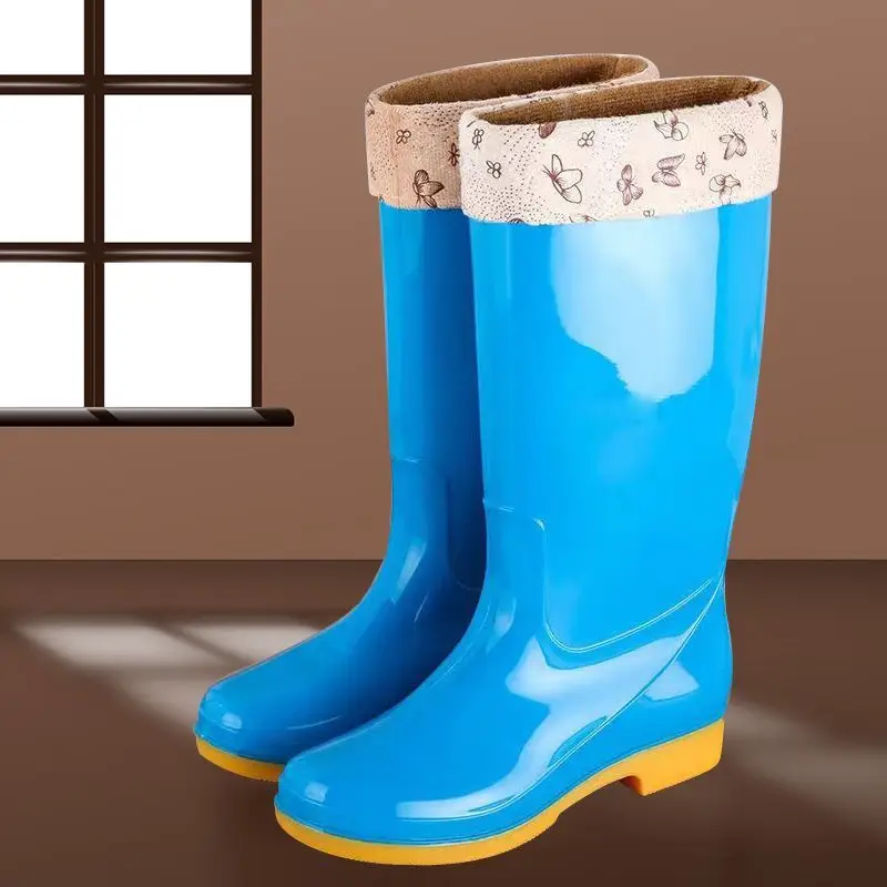 New jelly non-slip waterproof shoes high soft bottom comfortable rain boots adult work treading water rain boots women's summer beef bottom