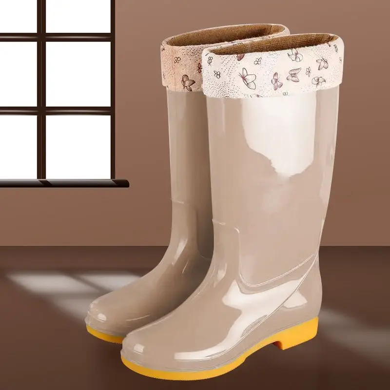 New jelly non-slip waterproof shoes high soft bottom comfortable rain boots adult work treading water rain boots women's summer beef bottom
