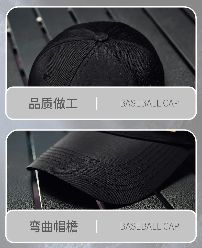 Men's Black Waterproof Baseball Cap with Duck Tongue Design — feature 28
