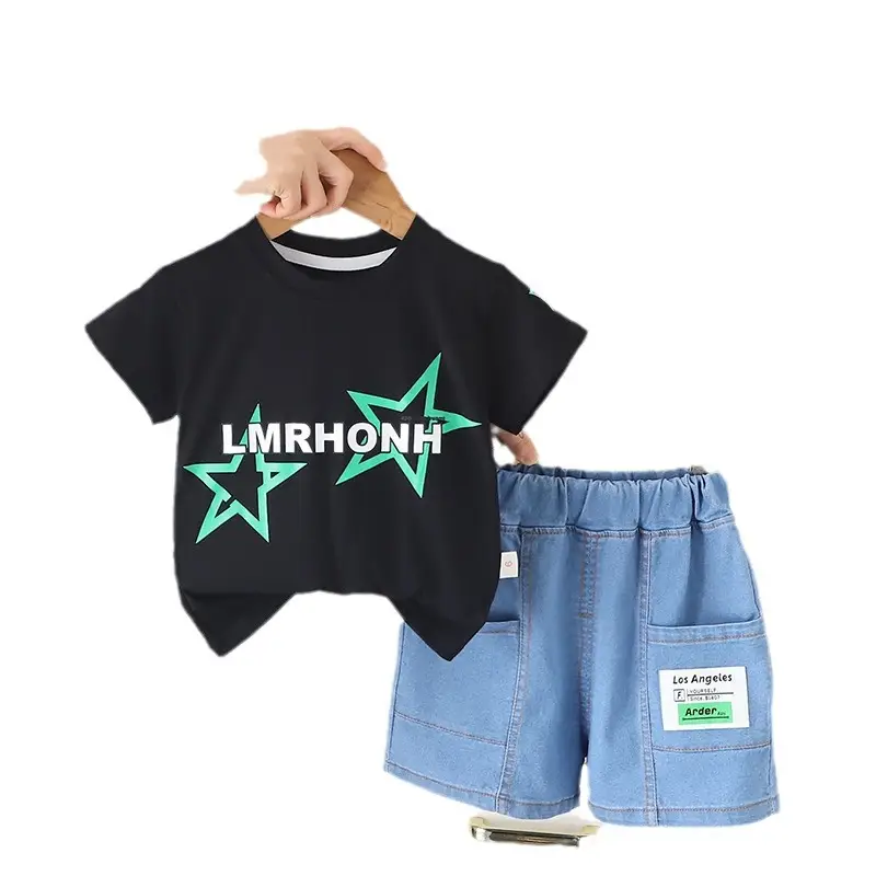 Children's Orange T-Shirt Shorts Set 2024 Summer