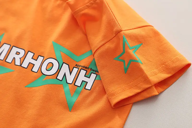 Children's Orange T-Shirt Shorts Set 2024 Summer — feature 11