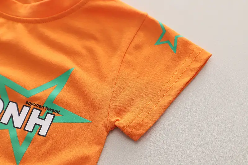 Children's Orange T-Shirt Shorts Set 2024 Summer — feature 7