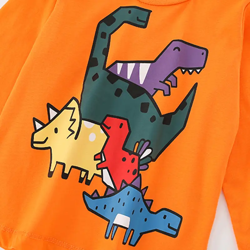 Malwee Boys Orange Dinosaur Sweatshirt Long Sleeve - Image 3