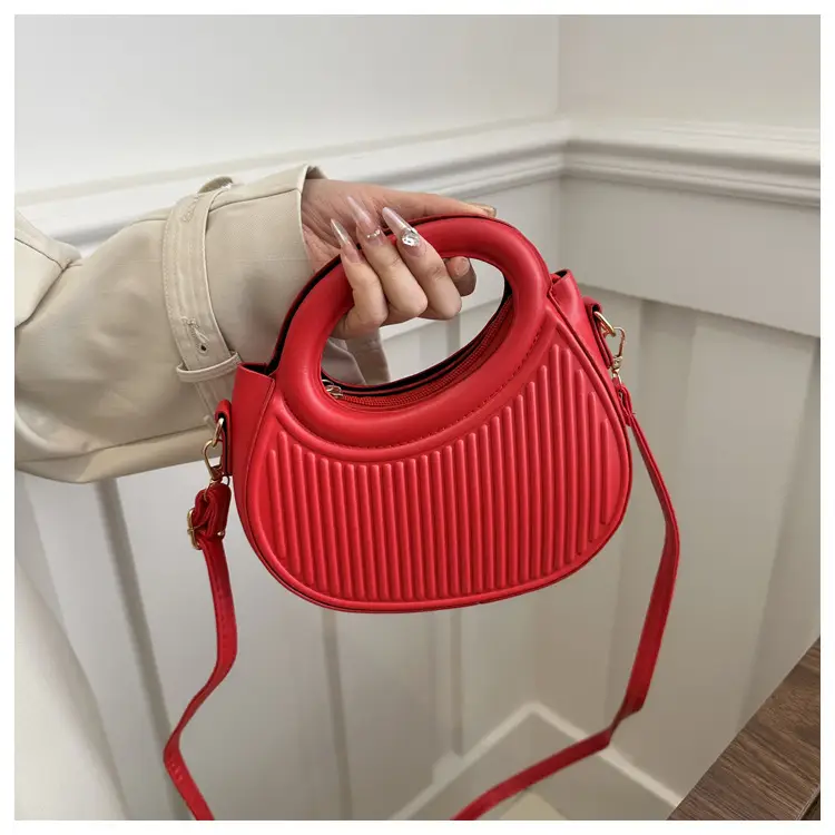 Red Vintage Women's Shoulder Bag with Crossbody Strap — feature 11