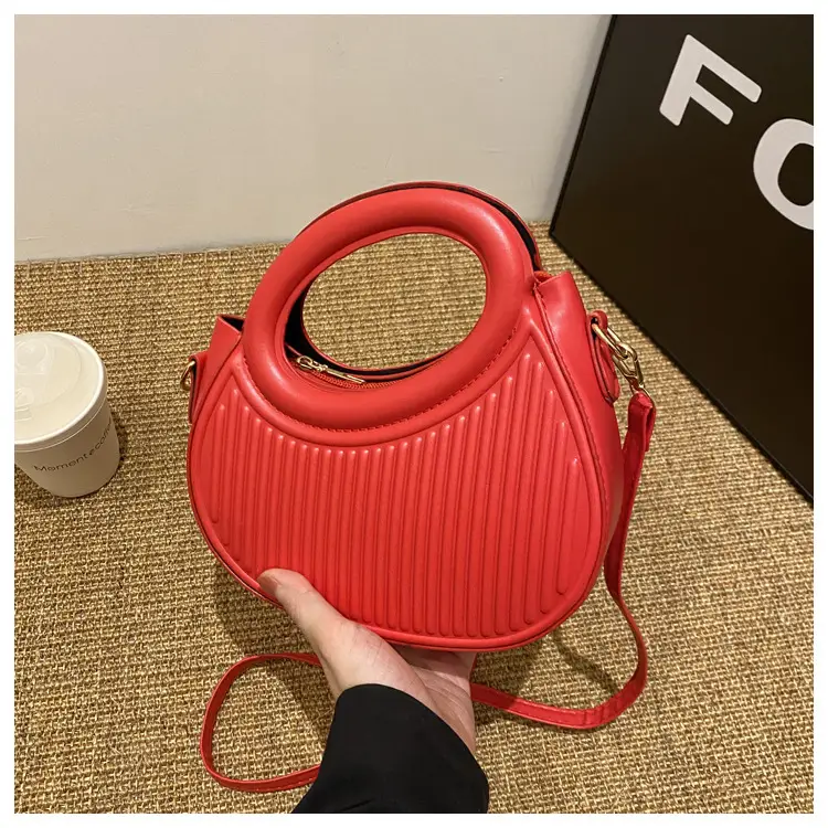 Red Vintage Women's Shoulder Bag with Crossbody Strap — feature 28