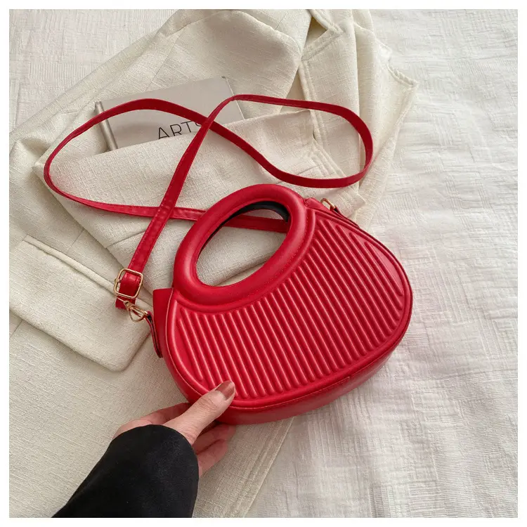 Red Vintage Women's Shoulder Bag with Crossbody Strap — feature 43