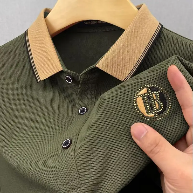 Men's White Polo Shirt with Collar & Embroidered Logo - Image 3
