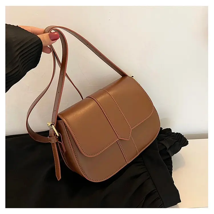 Brown Vintage Square Shoulder Bag for Women - Image 5