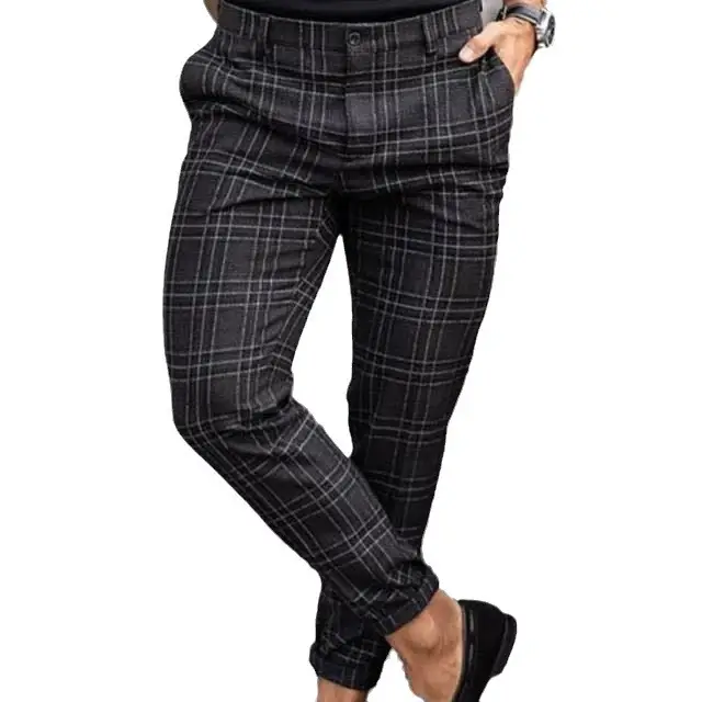 Men's Black Plaid Casual Pants 2021 Summer - Image 6