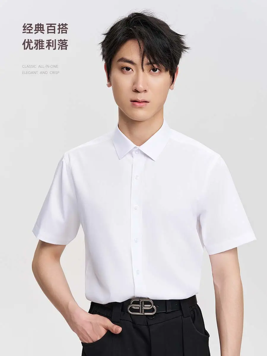 Men Cotton Short Sleeve Shirt Black SW75-137 - Image 22