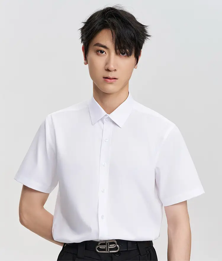 Men Cotton Short Sleeve Shirt Black SW75-137 — feature 22