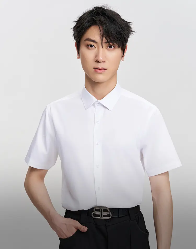 Men Cotton Short Sleeve Shirt Black SW75-137 — feature 5