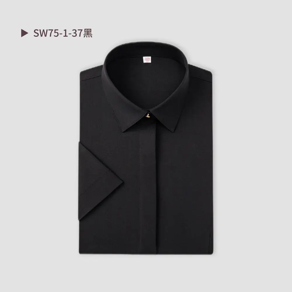Men Cotton Short Sleeve Shirt Black SW75-137 - Image 12