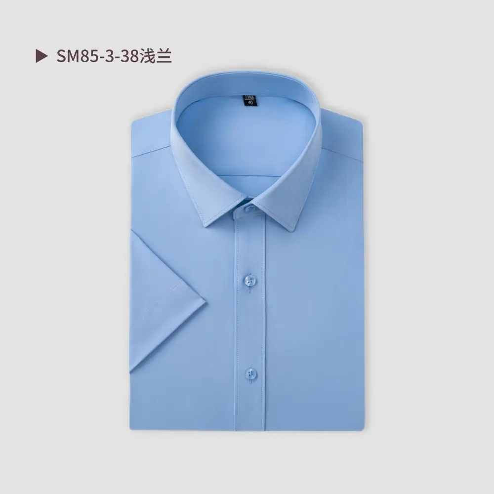 Men Cotton Short Sleeve Shirt Black SW75-137 - Image 2