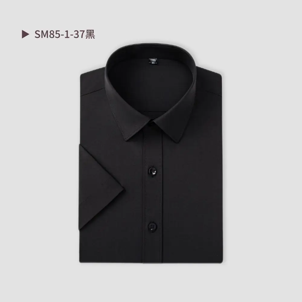 Men Cotton Short Sleeve Shirt Black SW75-137 - Image 3