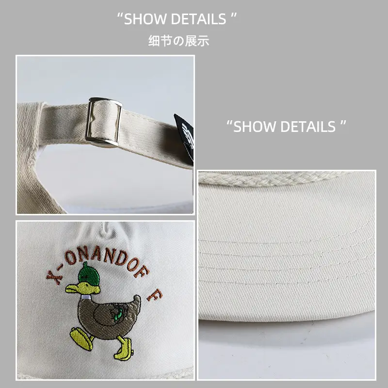 Korean Cartoon Duck Embroidered Blue Cap for Kids