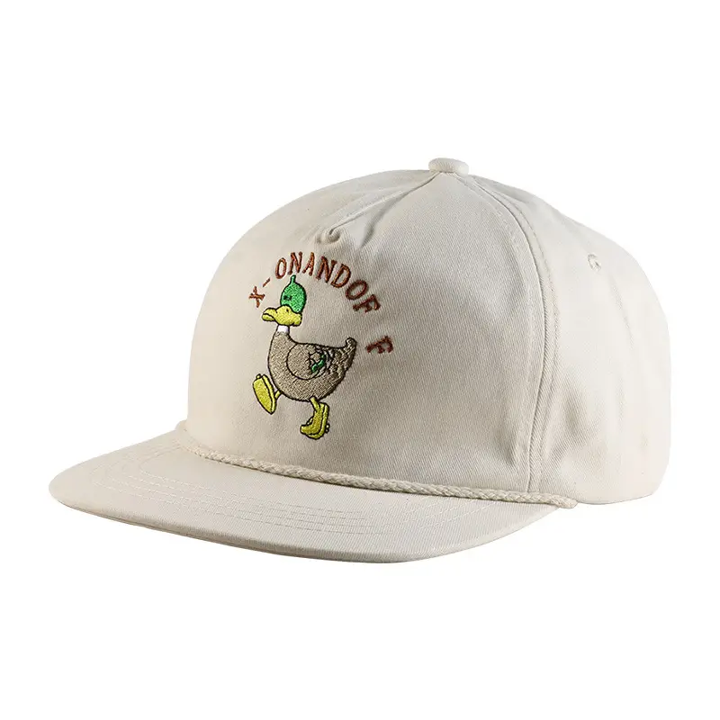 Korean Cartoon Duck Embroidered Blue Cap for Kids