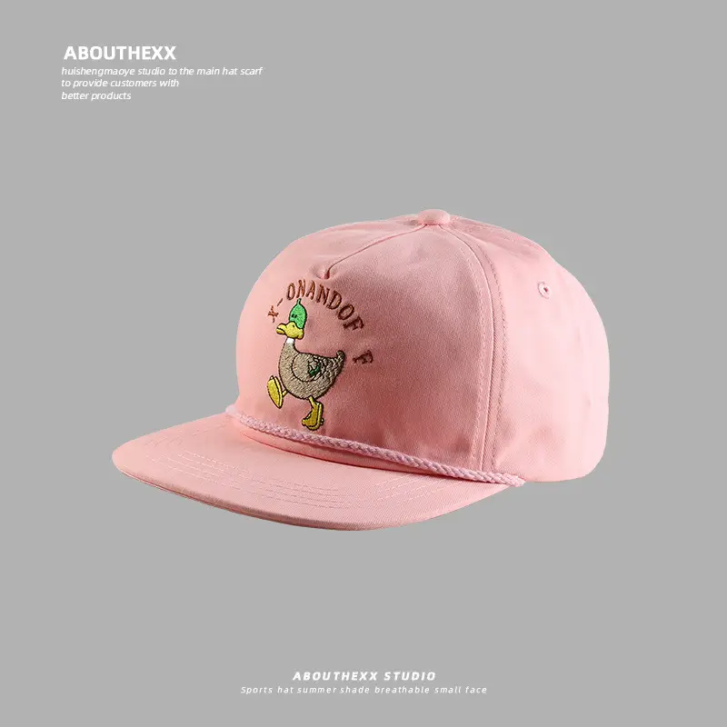 Korean Cartoon Duck Embroidered Blue Cap for Kids