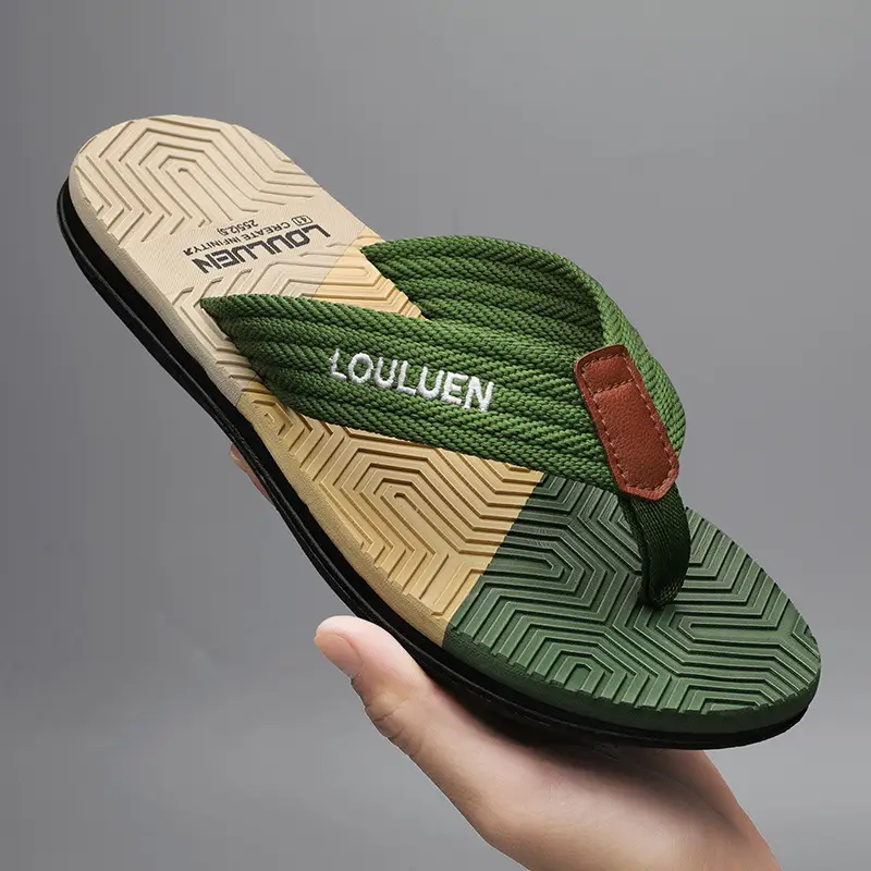 Summer flip-flops men's outdoor wear color matching non-slip slippers men's outdoor soft bottom Vietnam clip-on driving sandals wholesale - Image 5