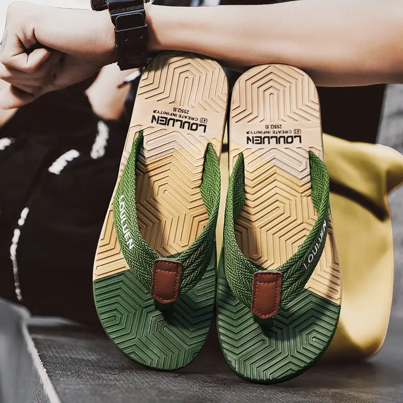 Summer flip-flops men's outdoor wear color matching non-slip slippers men's outdoor soft bottom Vietnam clip-on driving sandals wholesale - Image 6
