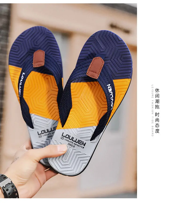 Summer flip-flops men's outdoor wear color matching non-slip slippers men's outdoor soft bottom Vietnam clip-on driving sandals wholesale — feature 12