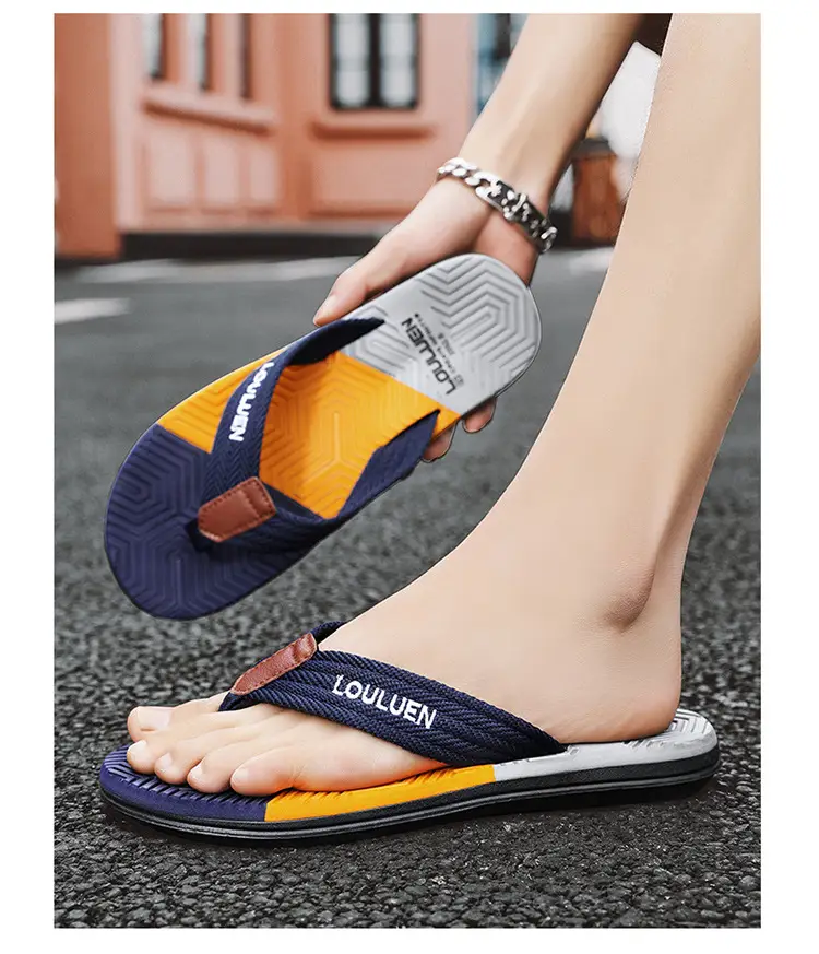 Summer flip-flops men's outdoor wear color matching non-slip slippers men's outdoor soft bottom Vietnam clip-on driving sandals wholesale — feature 13