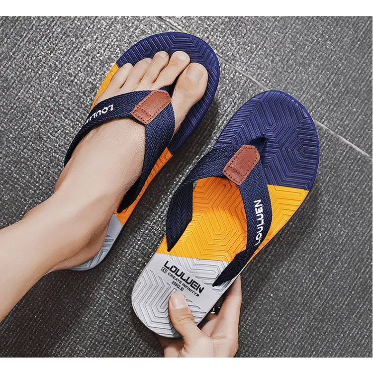 Summer flip-flops men's outdoor wear color matching non-slip slippers men's outdoor soft bottom Vietnam clip-on driving sandals wholesale — feature 14