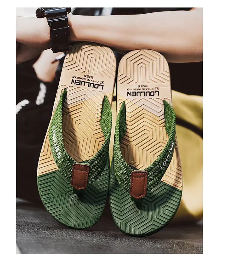 Summer flip-flops men's outdoor wear color matching non-slip slippers men's outdoor soft bottom Vietnam clip-on driving sandals wholesale — feature 16
