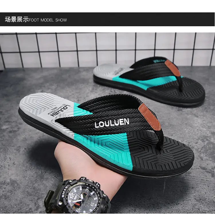 Summer flip-flops men's outdoor wear color matching non-slip slippers men's outdoor soft bottom Vietnam clip-on driving sandals wholesale — feature 18