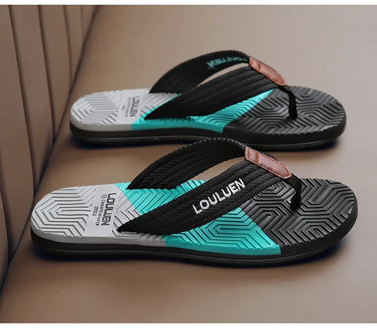 Summer flip-flops men's outdoor wear color matching non-slip slippers men's outdoor soft bottom Vietnam clip-on driving sandals wholesale — feature 19