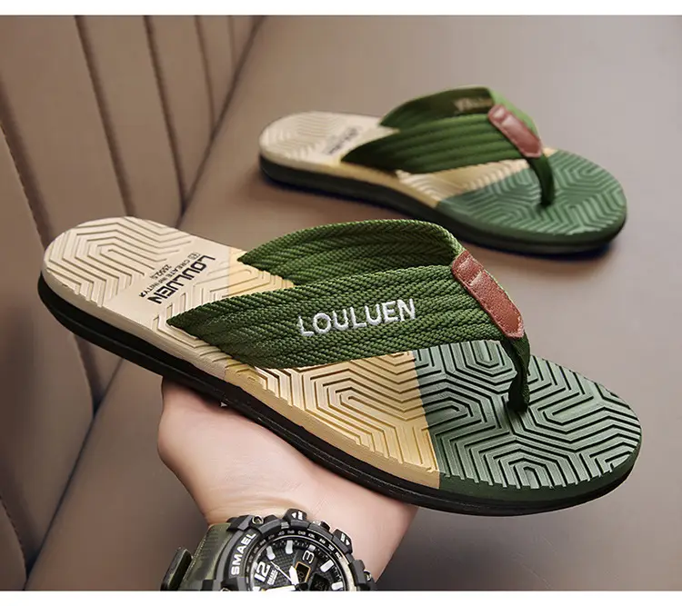 Summer flip-flops men's outdoor wear color matching non-slip slippers men's outdoor soft bottom Vietnam clip-on driving sandals wholesale — feature 22