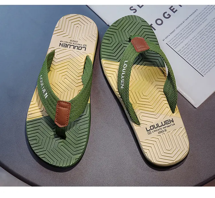 Summer flip-flops men's outdoor wear color matching non-slip slippers men's outdoor soft bottom Vietnam clip-on driving sandals wholesale — feature 23