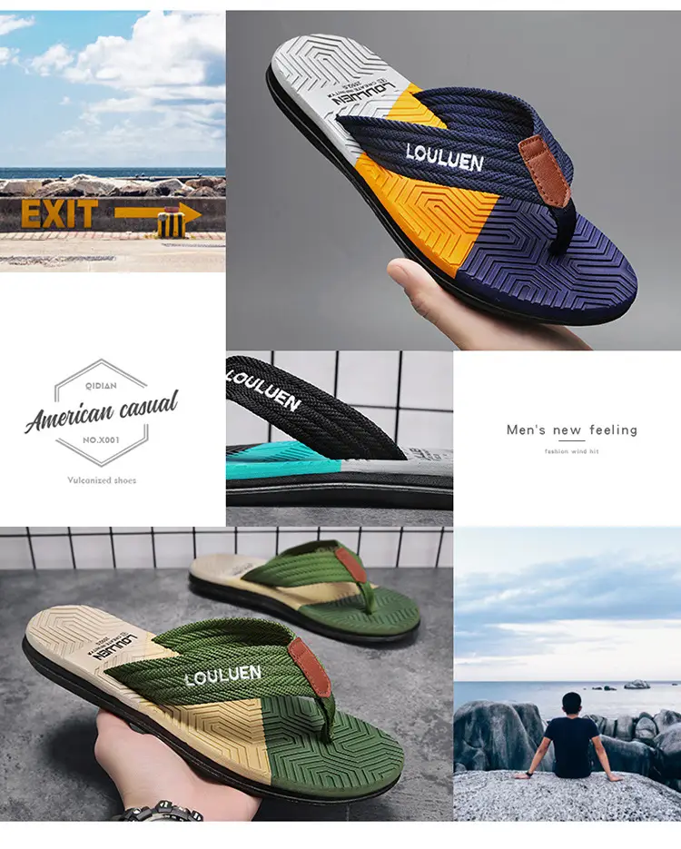 Summer flip-flops men's outdoor wear color matching non-slip slippers men's outdoor soft bottom Vietnam clip-on driving sandals wholesale — feature 3