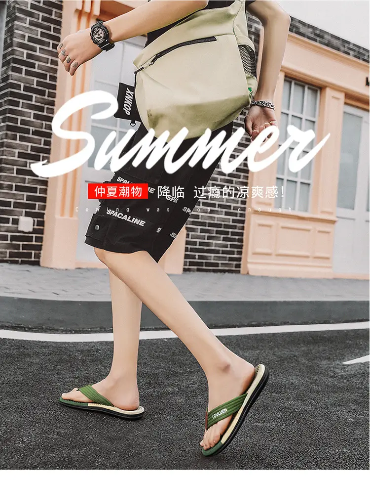 Summer flip-flops men's outdoor wear color matching non-slip slippers men's outdoor soft bottom Vietnam clip-on driving sandals wholesale — feature 5