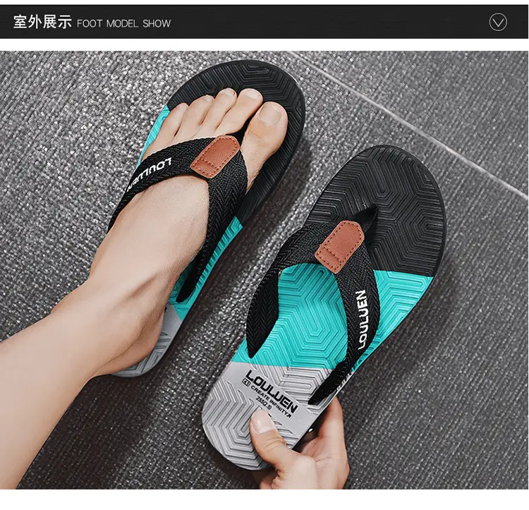 Summer flip-flops men's outdoor wear color matching non-slip slippers men's outdoor soft bottom Vietnam clip-on driving sandals wholesale — feature 9