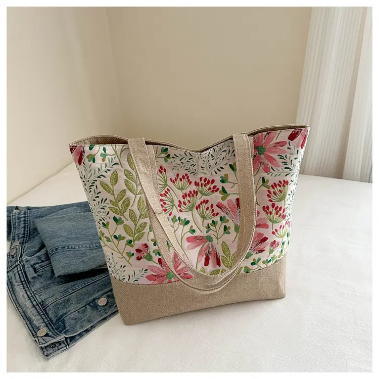 Women Linen Floral Tote Bag 2024 Summer Butterfly Print — feature 20