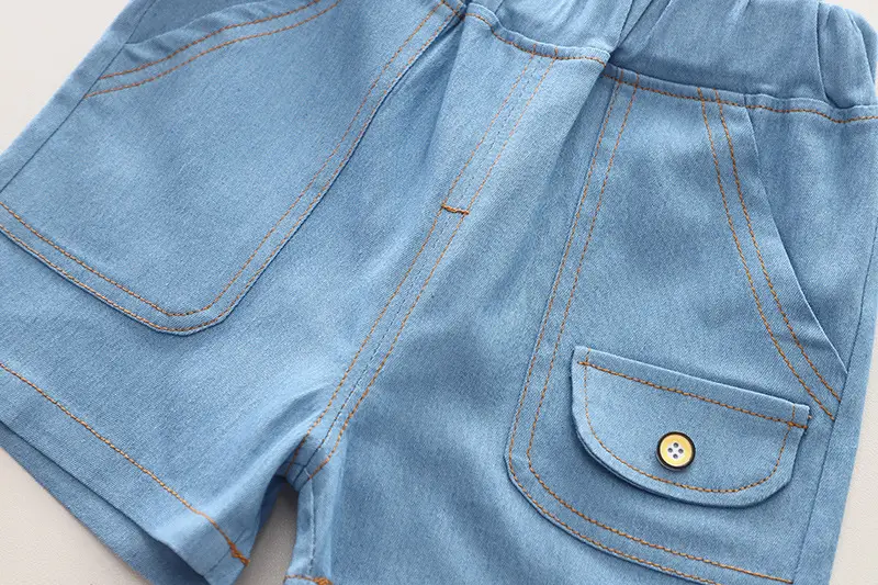 Summer Casual Boys T-Shirt Shorts Set Blue White Cartoon Cap — feature 17