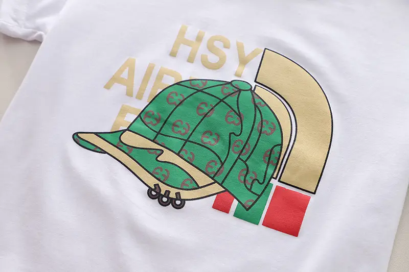 Summer Casual Boys T-Shirt Shorts Set Blue White Cartoon Cap — feature 8