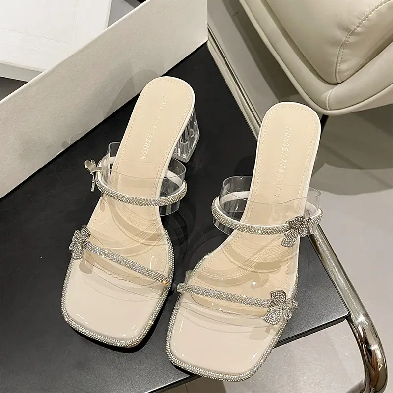 Fairy Bow Rhinestone Thong Sandals Women Summer - Image 4