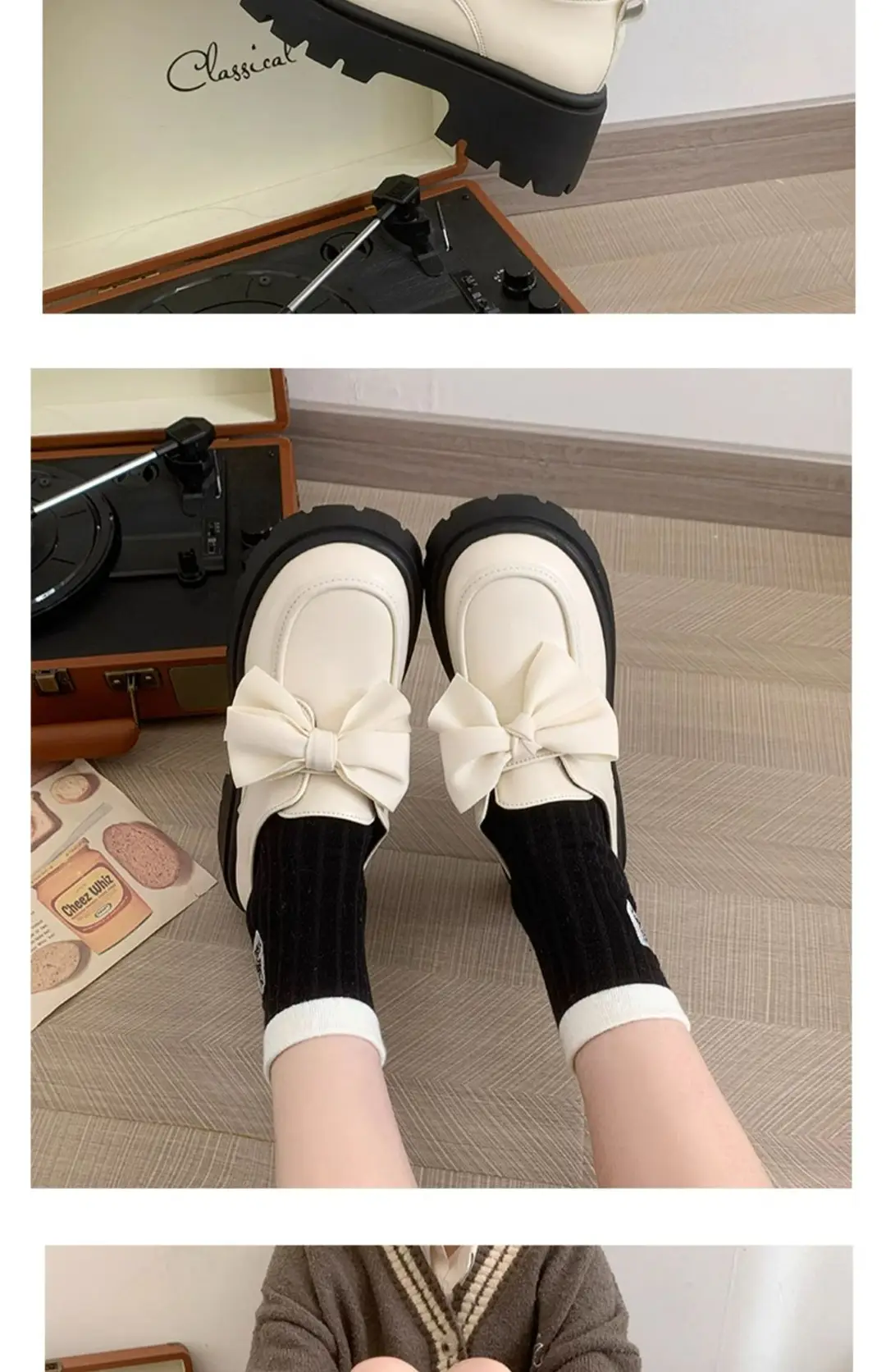British style small leather shoes women's wholesale new spring and autumn bow with skirt thick bottom muffin retro casual shoes — feature 11