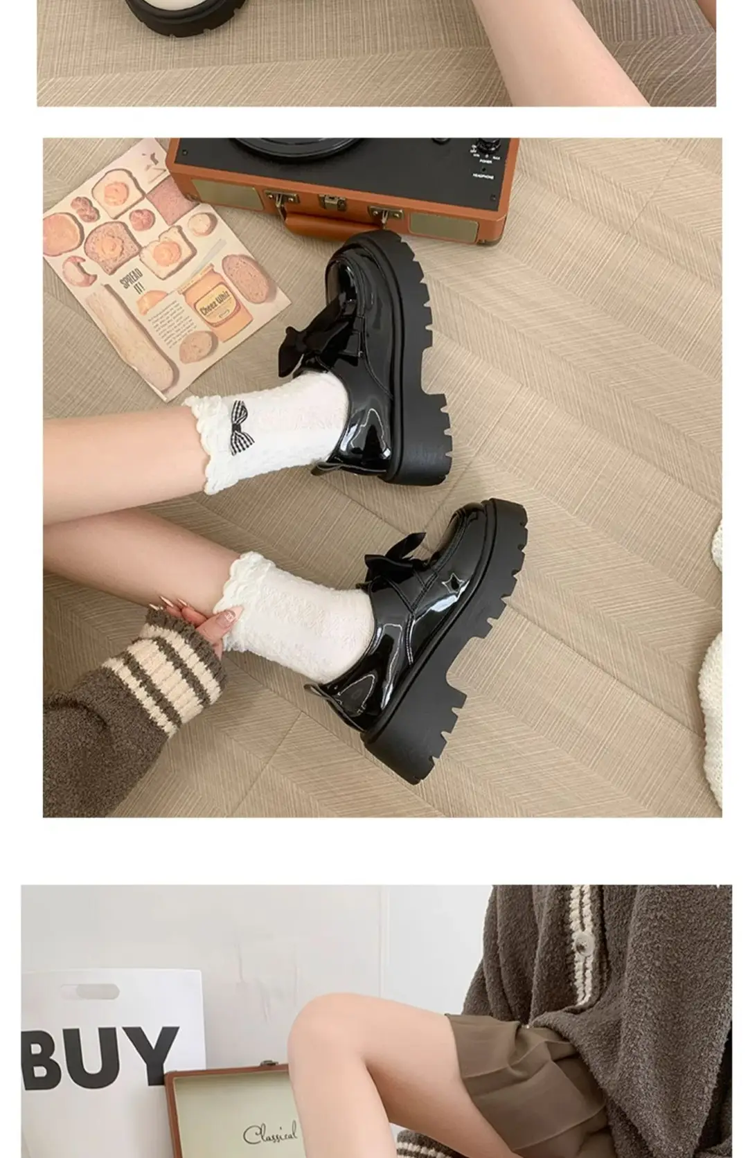 British style small leather shoes women's wholesale new spring and autumn bow with skirt thick bottom muffin retro casual shoes — feature 5