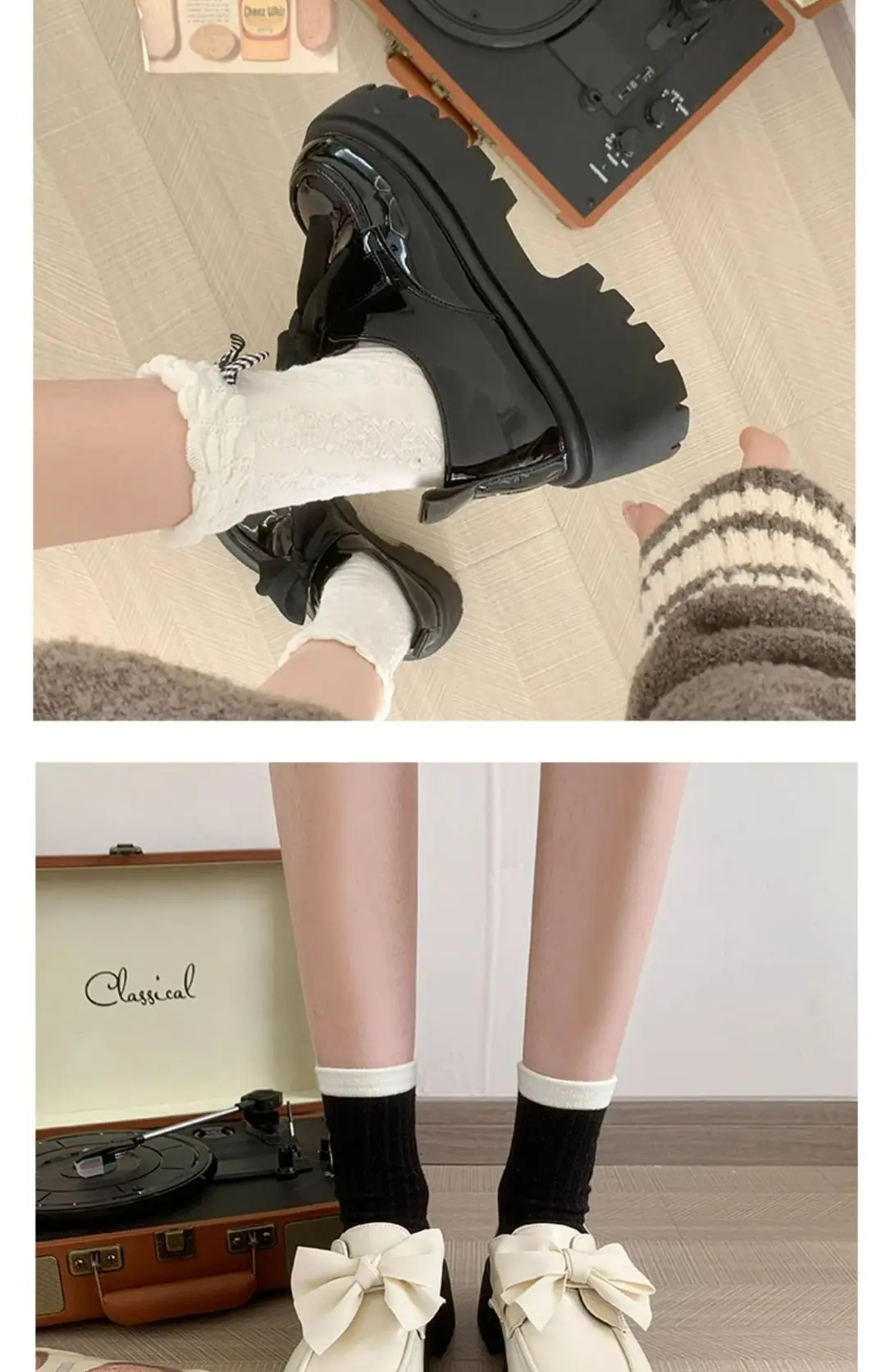 British style small leather shoes women's wholesale new spring and autumn bow with skirt thick bottom muffin retro casual shoes — feature 8