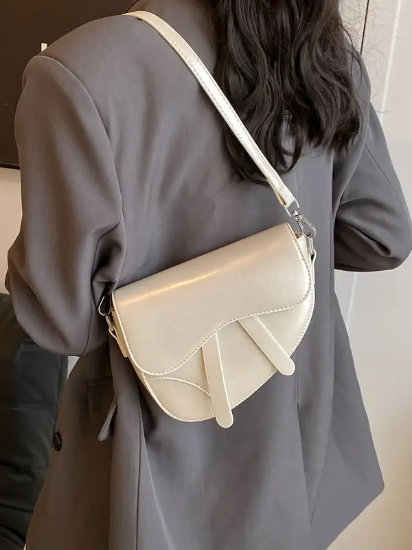 Women's Creamy Underarm Bag with Crossbody Strap - Image 8