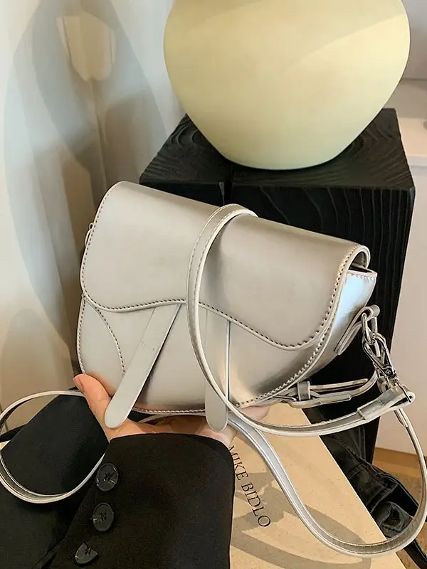 Women's Creamy Underarm Bag with Crossbody Strap - Image 9