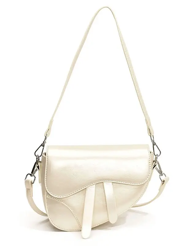 Women's Creamy Underarm Bag with Crossbody Strap - Image 11