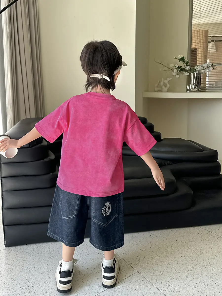 Kids T-Shirt Blue Cotton Summer Street Style - Image 6