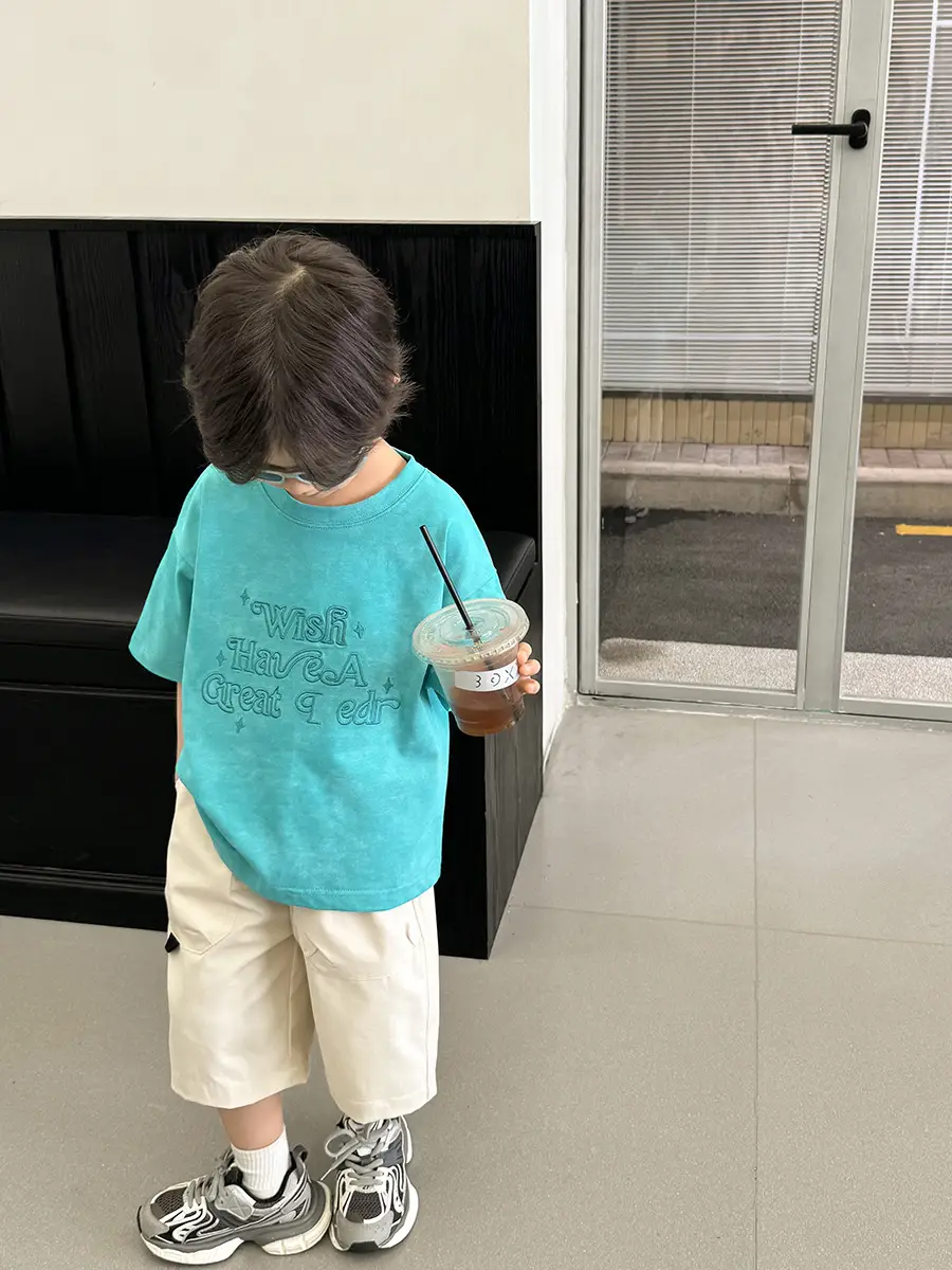 Kids T-Shirt Blue Cotton Summer Street Style - Image 7