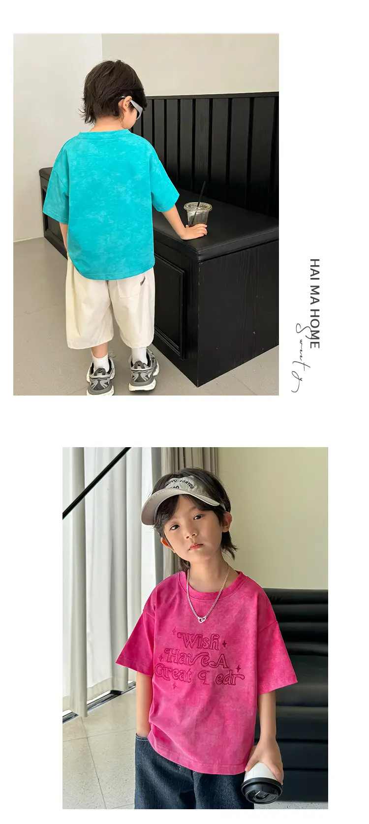 Kids T-Shirt Blue Cotton Summer Street Style — feature 10